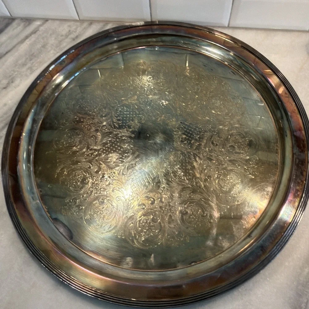 Vintage Large Silver‎ Plated Punchbowl With Large Tray And Ladle Wedding OLA0003
